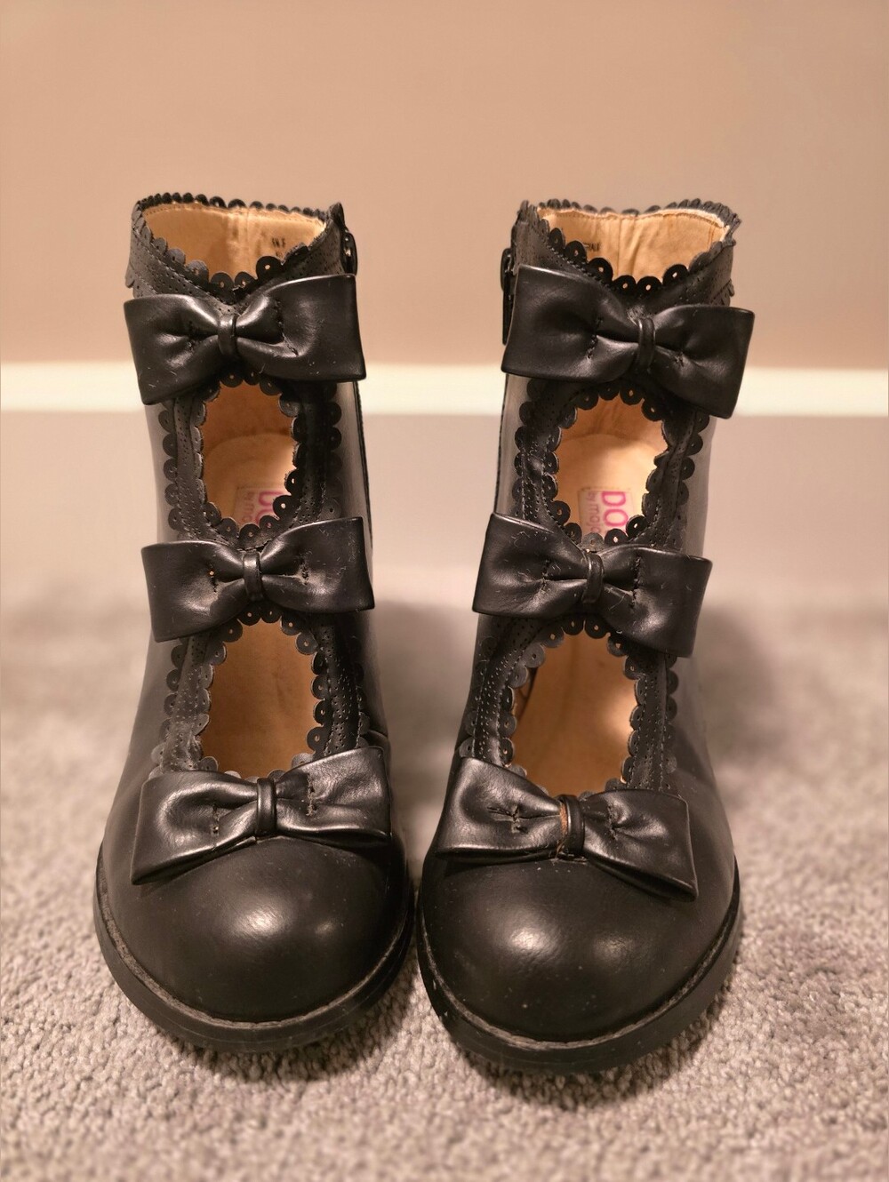 Victorian Style Black Bow Women's Heeled Boots